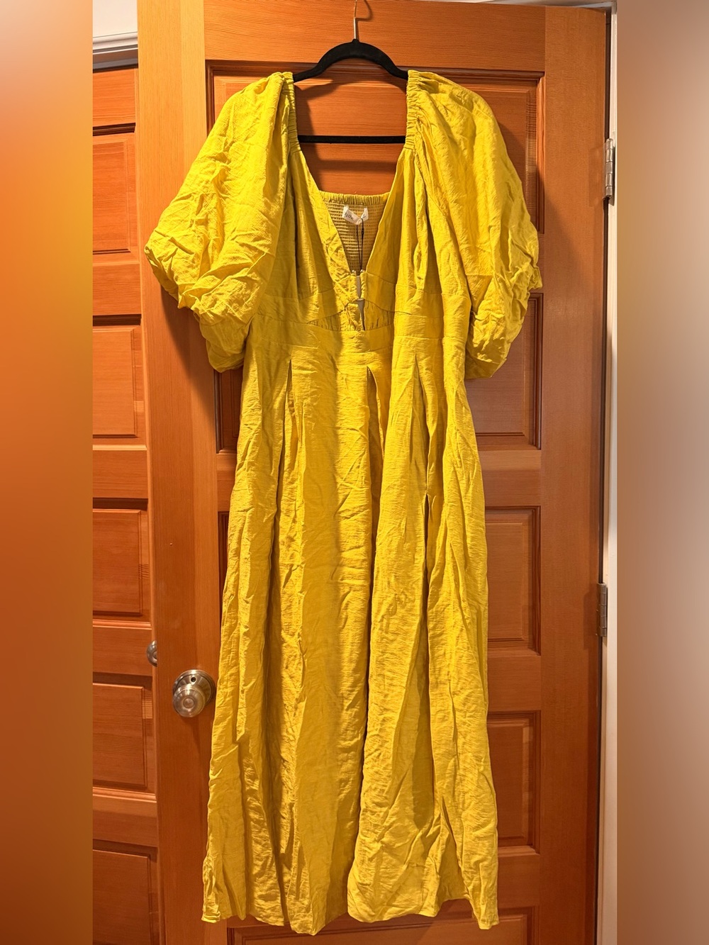 City Chic Bright Yellow Puff-Sleeve Maxi Dress